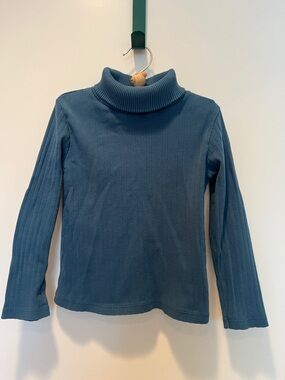 Kids Ribbed Turtleneck Top - Blue